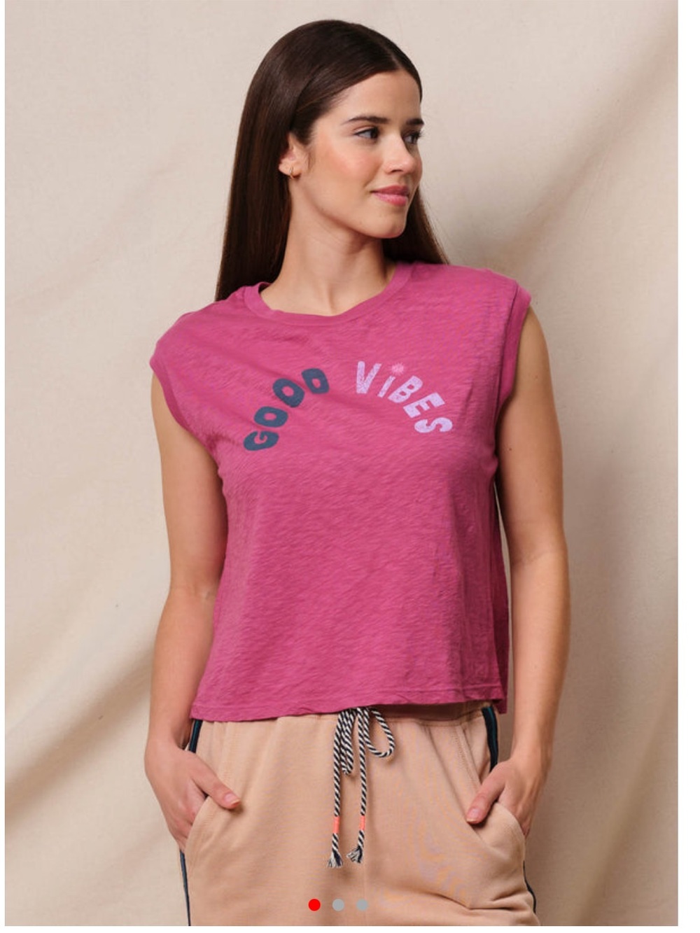 Sundry Good Vibes Cropped Muscle Tank in Cranberry